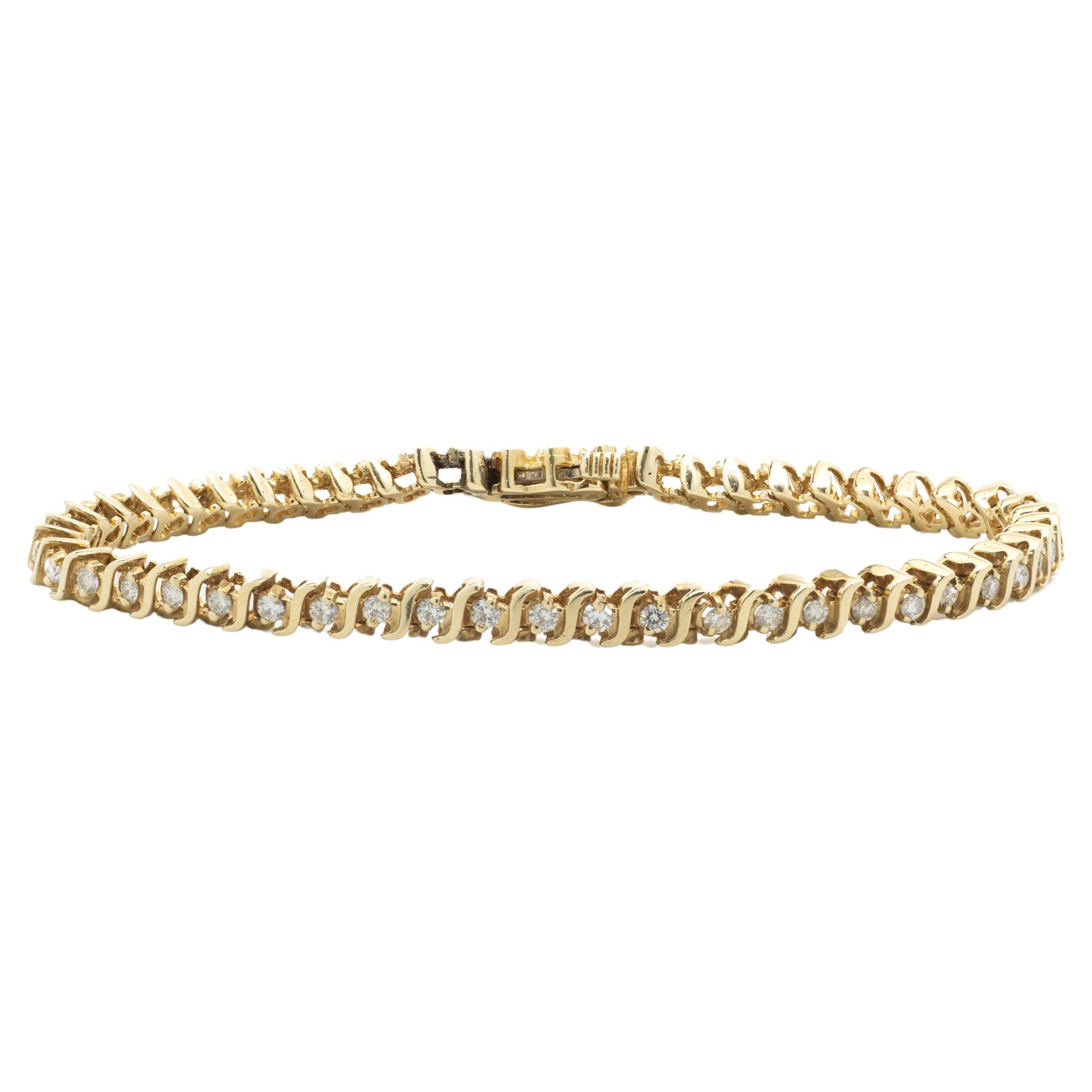 6 Carat Diamond and 14 Karat Gold SLink Tennis Bracelet at 1stDibs 6