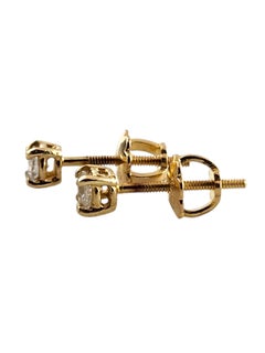 14 Karat Yellow Gold Diamond Screw Back Stud Earrings #19181