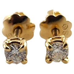 14 Karat Yellow Gold Diamond Screw Back Stud Earrings #19181