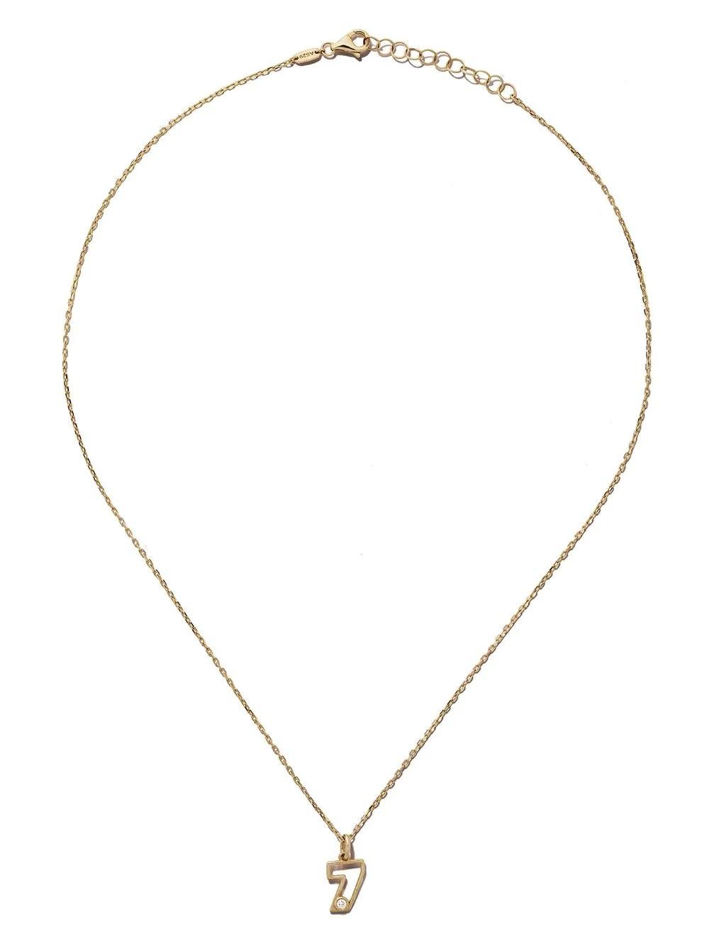 AS29
14kt yellow gold diamond Seven necklace
If seven is your lucky number, this is your lucky day. Boasting a 14k yellow gold construction and adorned with a diamond, this Seven necklace from AS29 will bring you nothing but good vibes. Make your