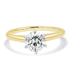 Bague de fiançailles solitaire en or jaune 14 carats avec diamant