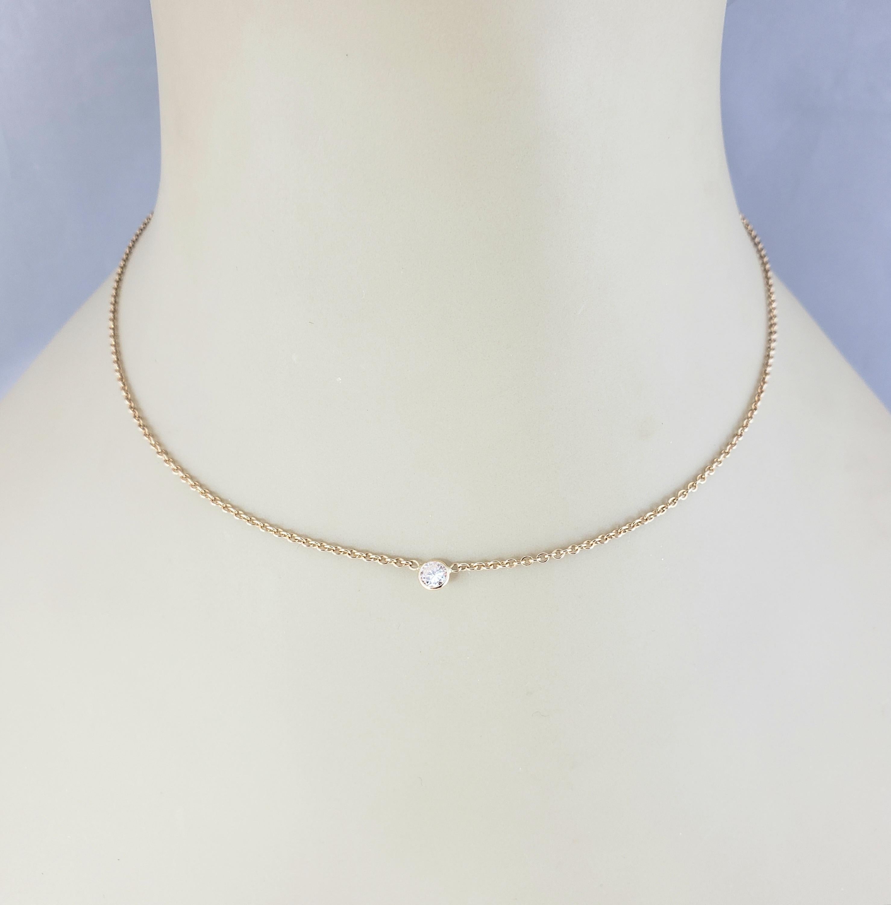 14 Karat Yellow Gold Diamond Solitaire Necklace #16120 For Sale 1