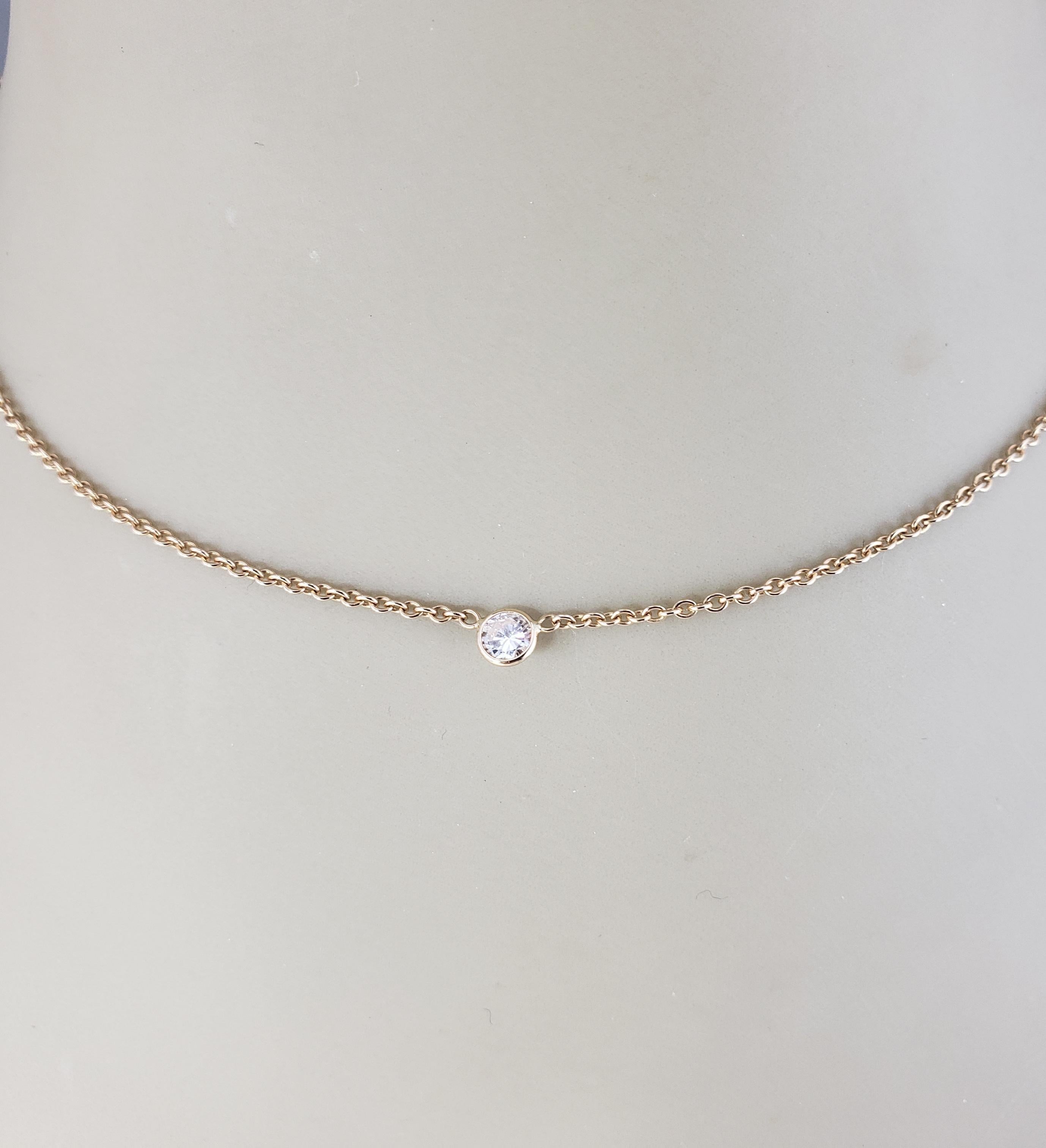14 Karat Yellow Gold Diamond Solitaire Necklace #16120 For Sale 2