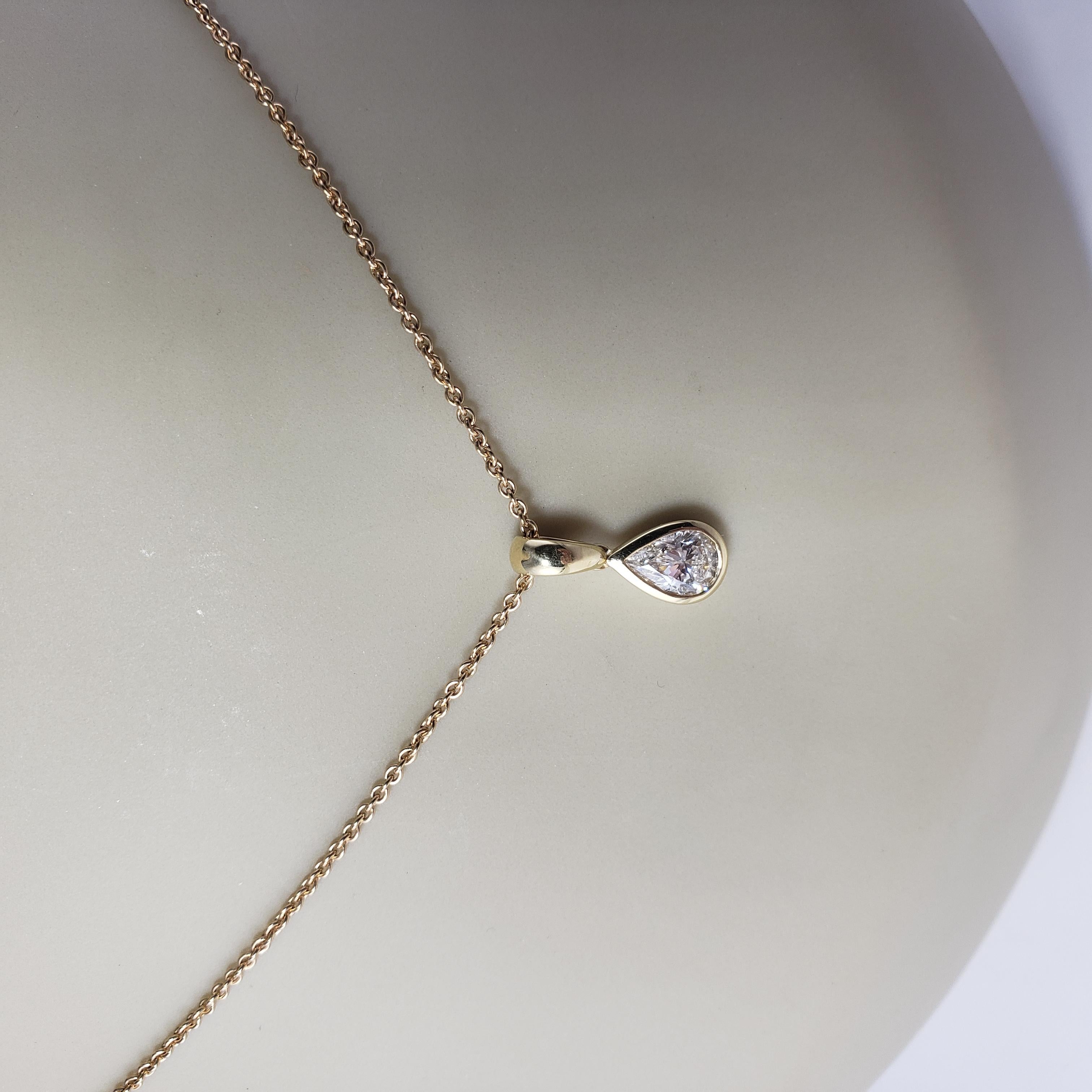Collar Solitario de Diamantes de Oro Amarillo de 14 Kilates .92cts. #14223 en venta 2