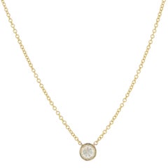 14 Karat Yellow Gold Diamond Solitaire Necklace