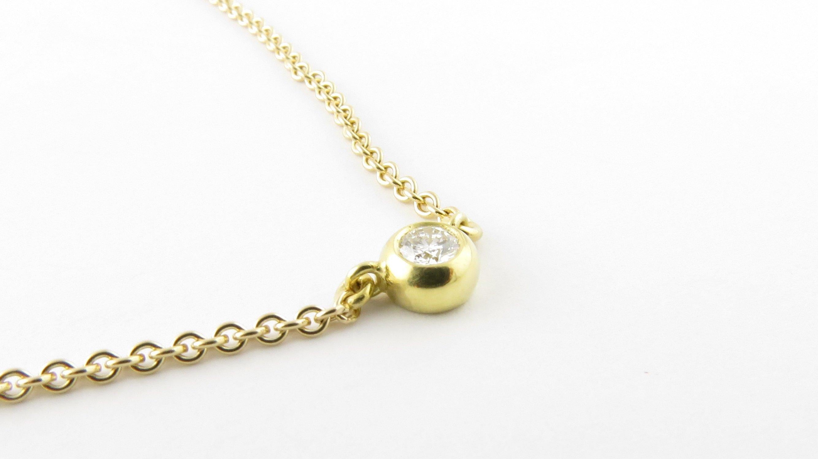 Round Cut 14 Karat Yellow Gold Diamond Solitaire Necklace