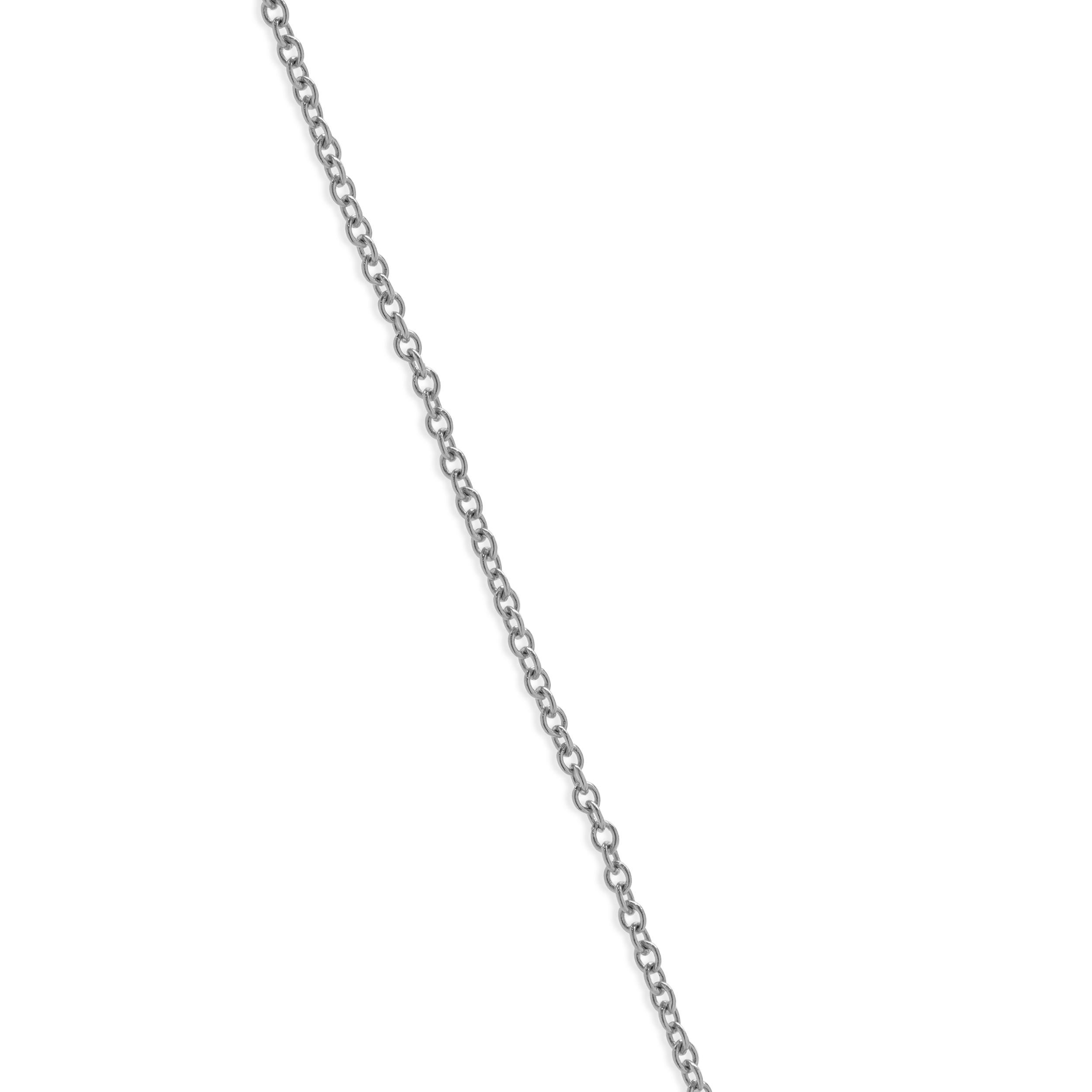 Round Cut 14 Karat White Gold Diamond Solitaire Necklace For Sale