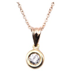 14 Karat Yellow Gold Diamond Solitaire Necklace