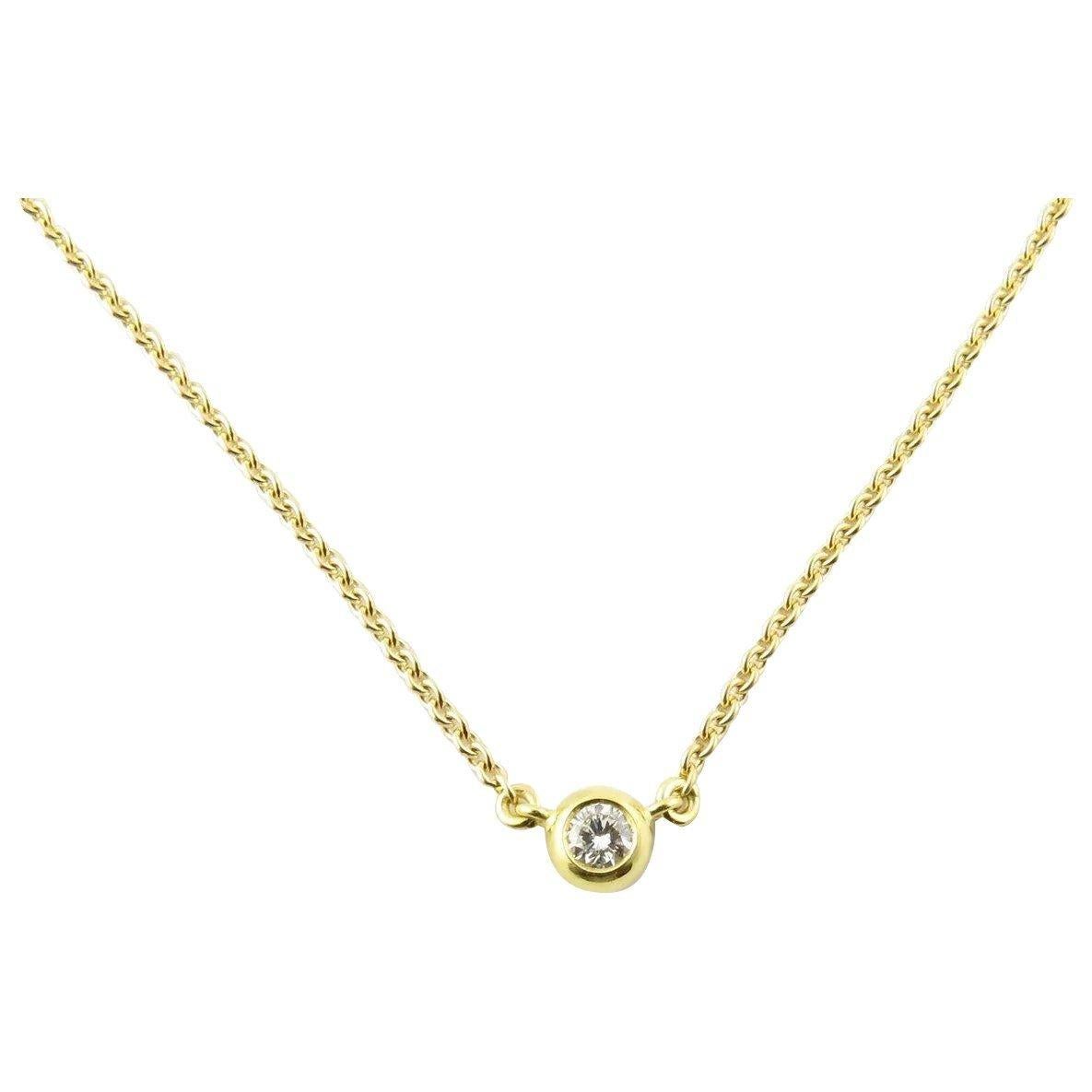 14 Karat Yellow Gold Diamond Solitaire Necklace
