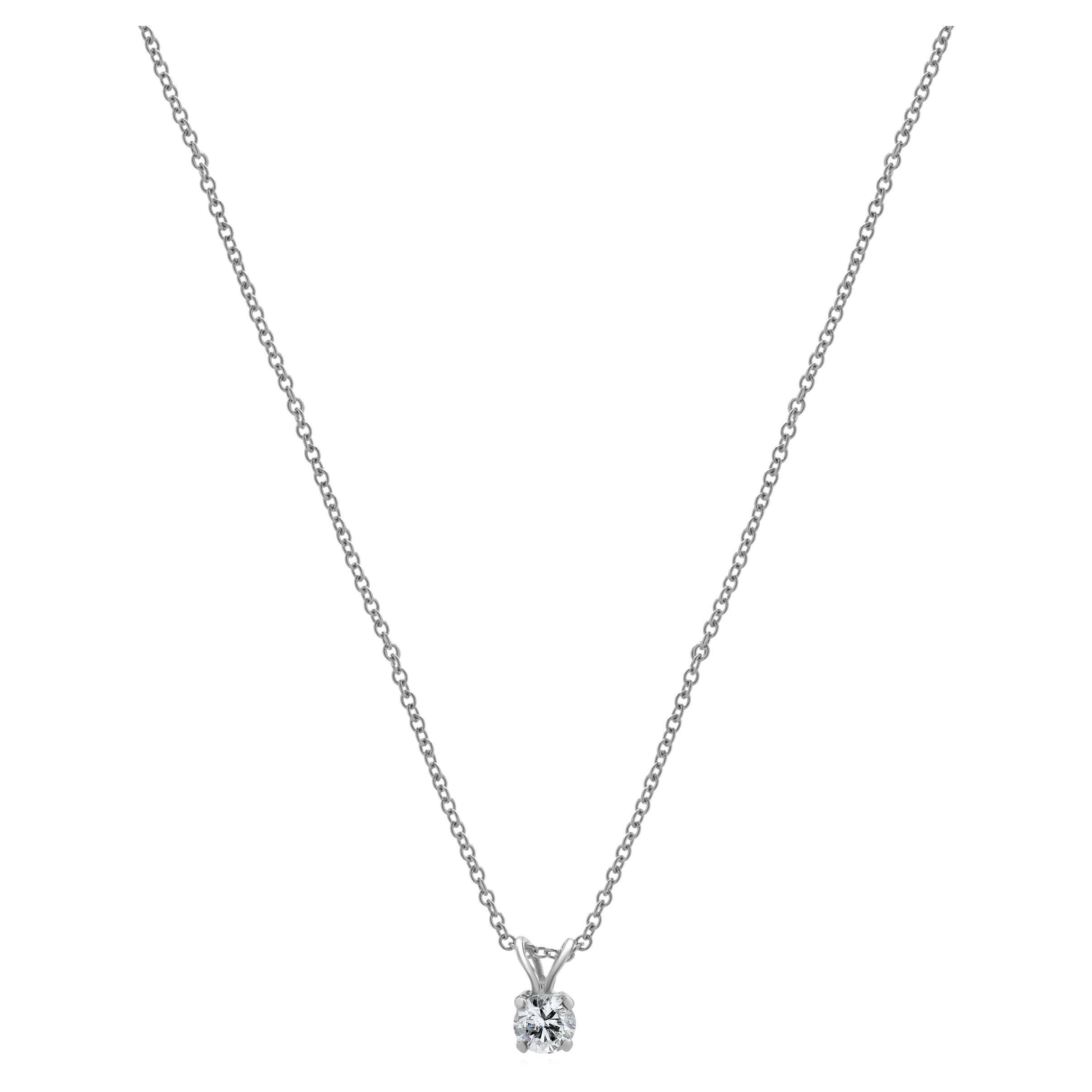 14 Karat White Gold Diamond Solitaire Necklace