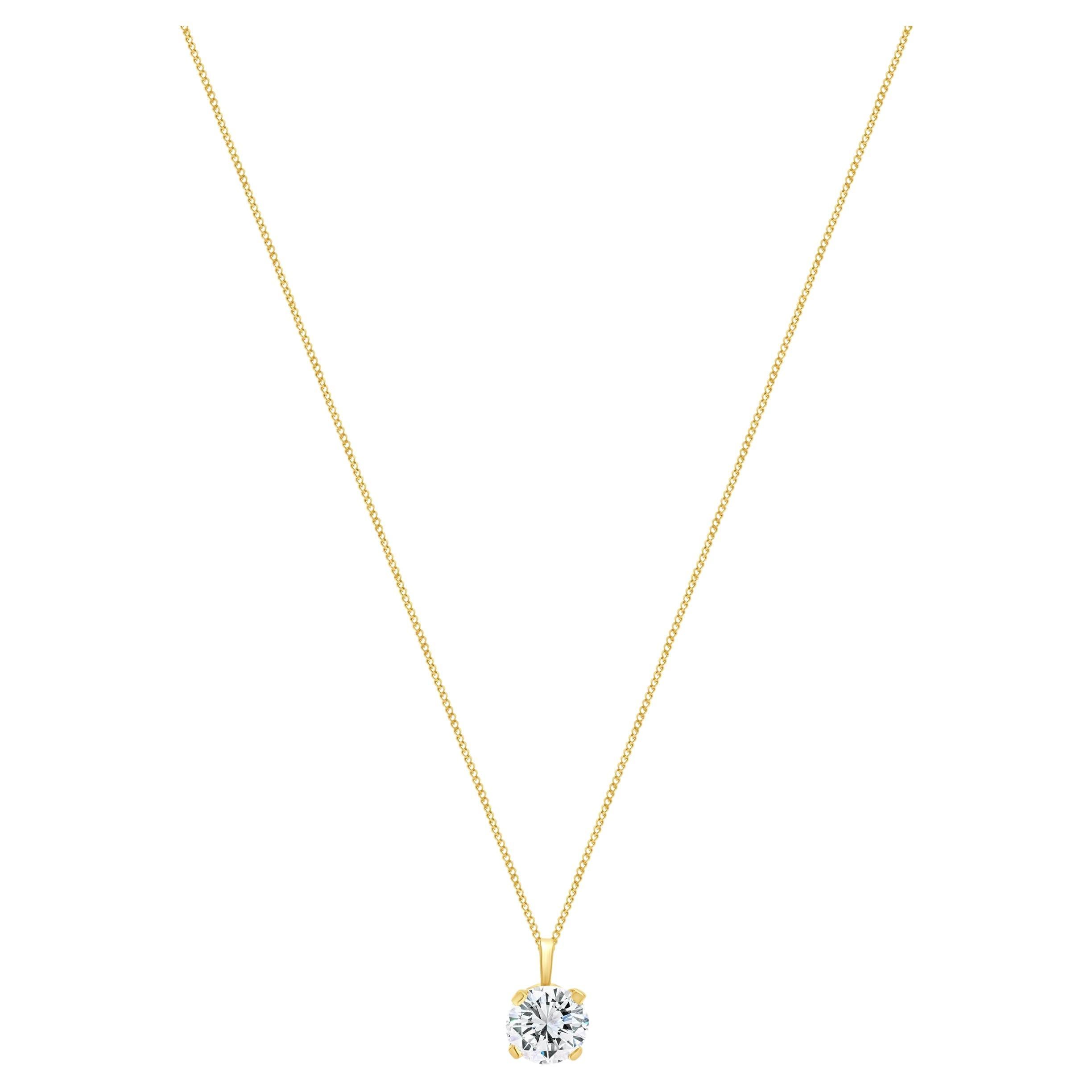 14 Karat Yellow Gold Diamond Solitaire Necklace