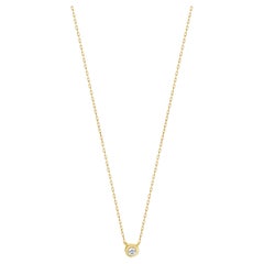 14 Karat Yellow Gold Diamond Solitaire Necklace