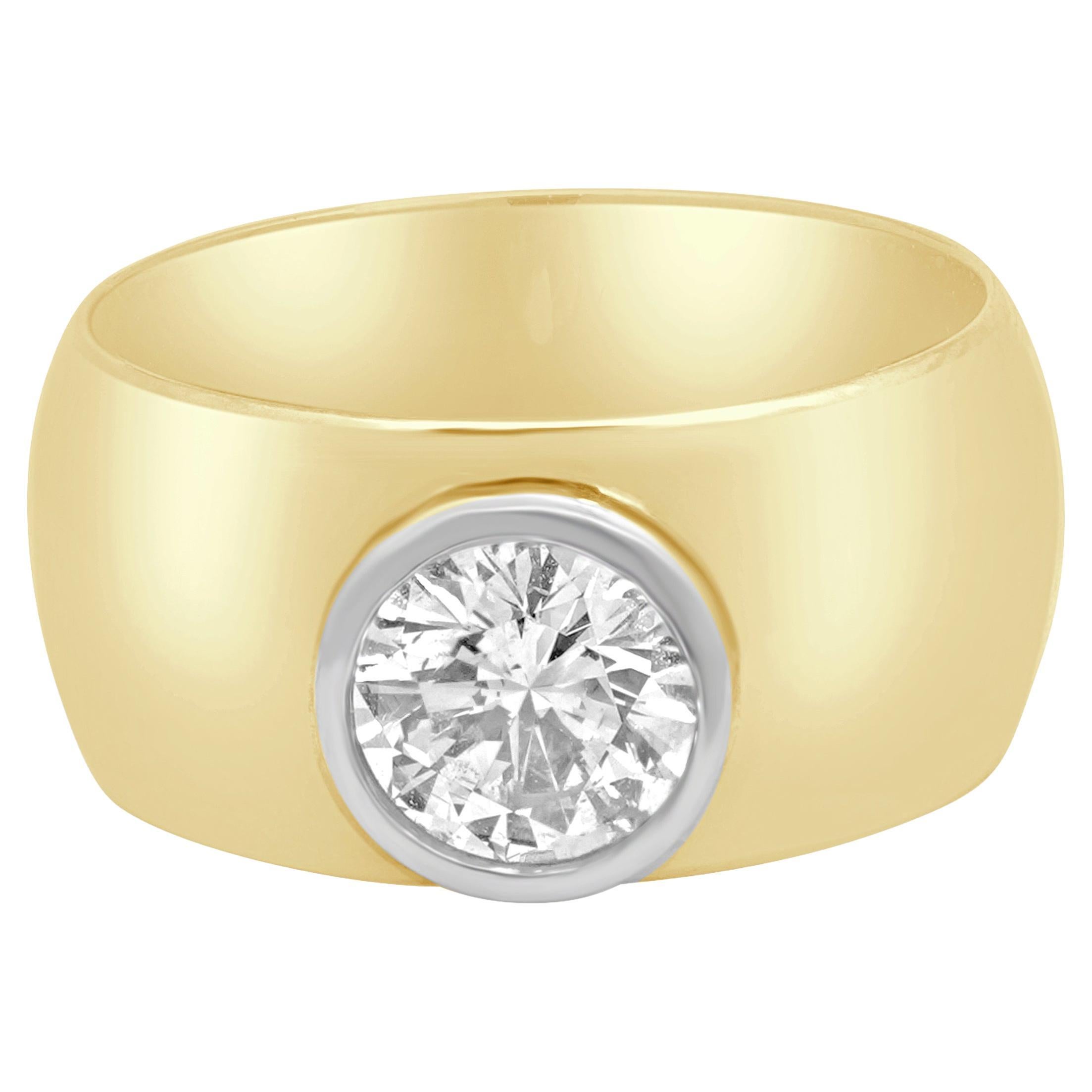 Anillo solitario de diamantes de oro amarillo de 14 quilates