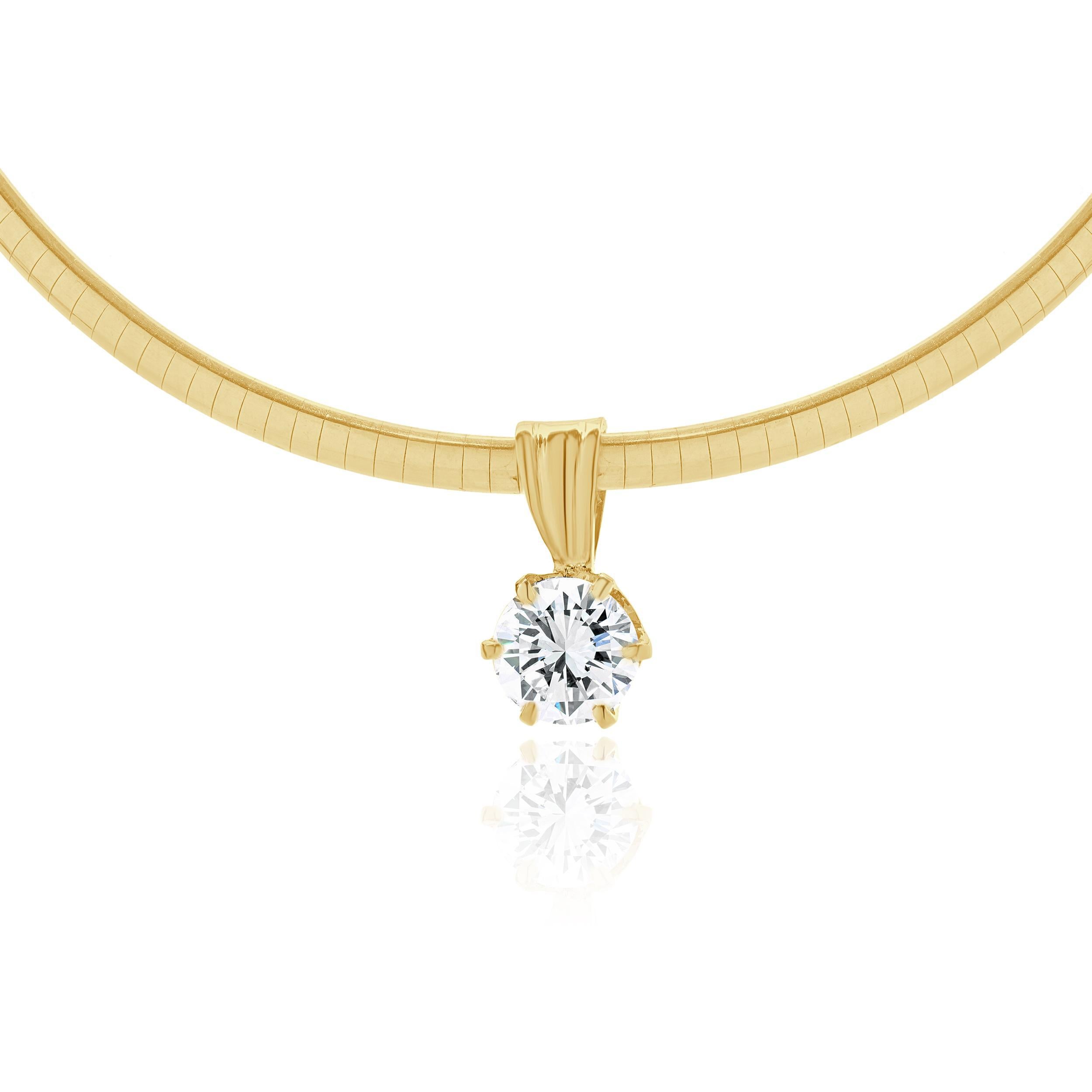 Collier Slide en or jaune 14 carats avec solitaire en diamant Excellent état - En vente à Scottsdale, AZ