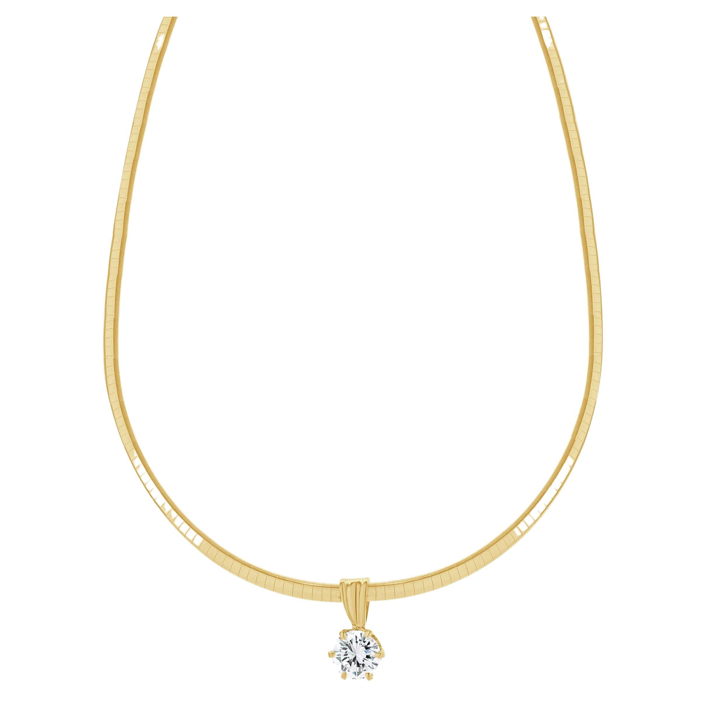 14 Karat Yellow Gold Diamond Solitaire Slide Necklace