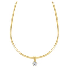 14 Karat Yellow Gold Diamond Solitaire Slide Necklace