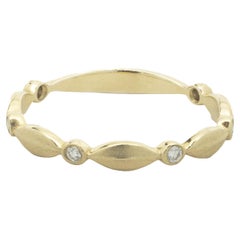 14 Karat Yellow Gold Diamond Stackable Band Ring