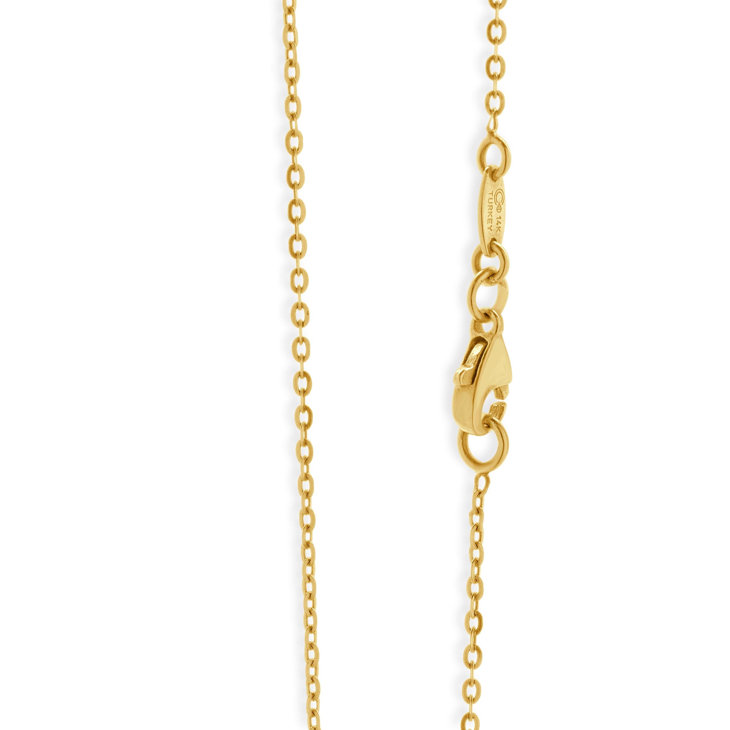 Taille baguette Collier étoile de David en or jaune 14 carats et diamants en vente