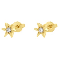 Boucles d'oreilles étoile en or jaune 14 carats avec diamants