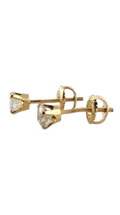 14 Karat Yellow Gold Diamond Stud Earrings #14637