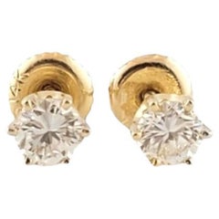 Vintage 14 Karat Yellow Gold Diamond Stud Earrings #14687