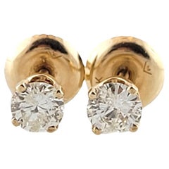Vintage 14 Karat Yellow Gold Diamond Stud Earrings #14699
