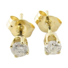14 Karat Yellow Gold Diamond Stud Earrings .20 Carat Twt