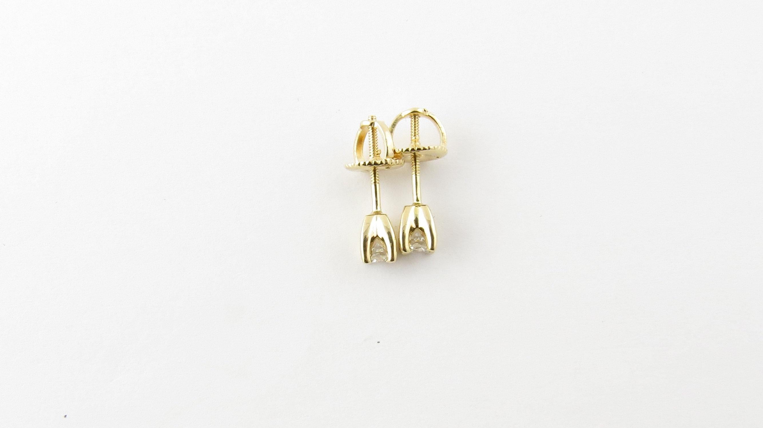 14 Karat Yellow Gold Diamond Stud Earrings .24 Carat In Good Condition In Washington Depot, CT