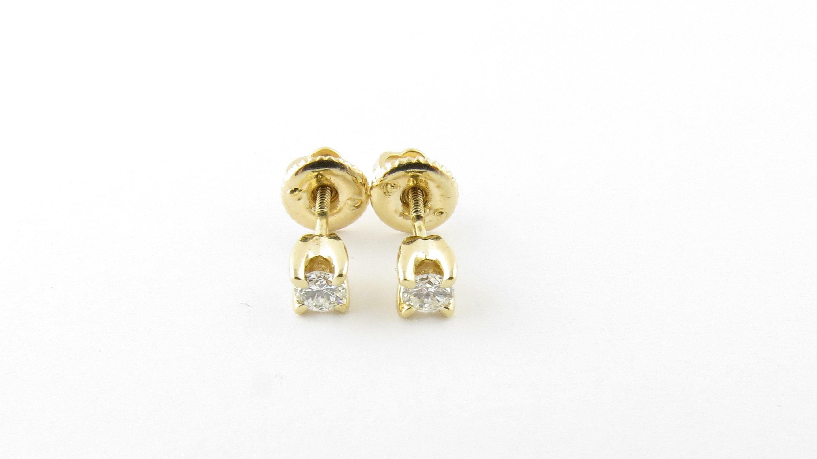 Women's 14 Karat Yellow Gold Diamond Stud Earrings .24 Carat