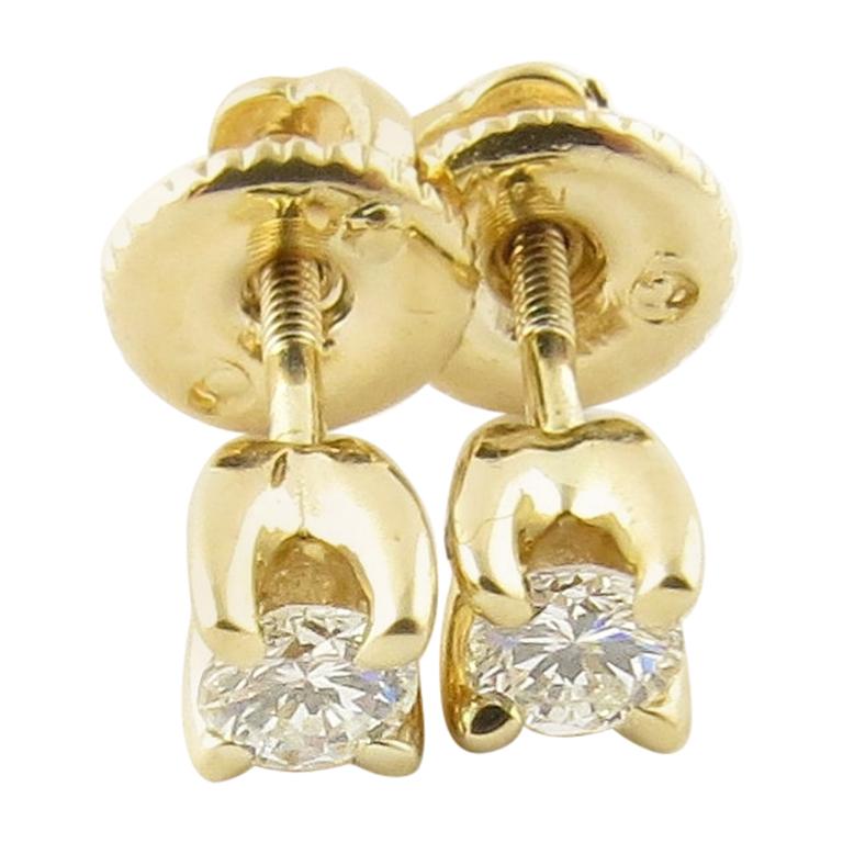 14 Karat Yellow Gold Diamond Stud Earrings .24 Carat