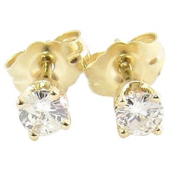 14 Karat Yellow Gold Diamond Stud Earrings .24 Carat