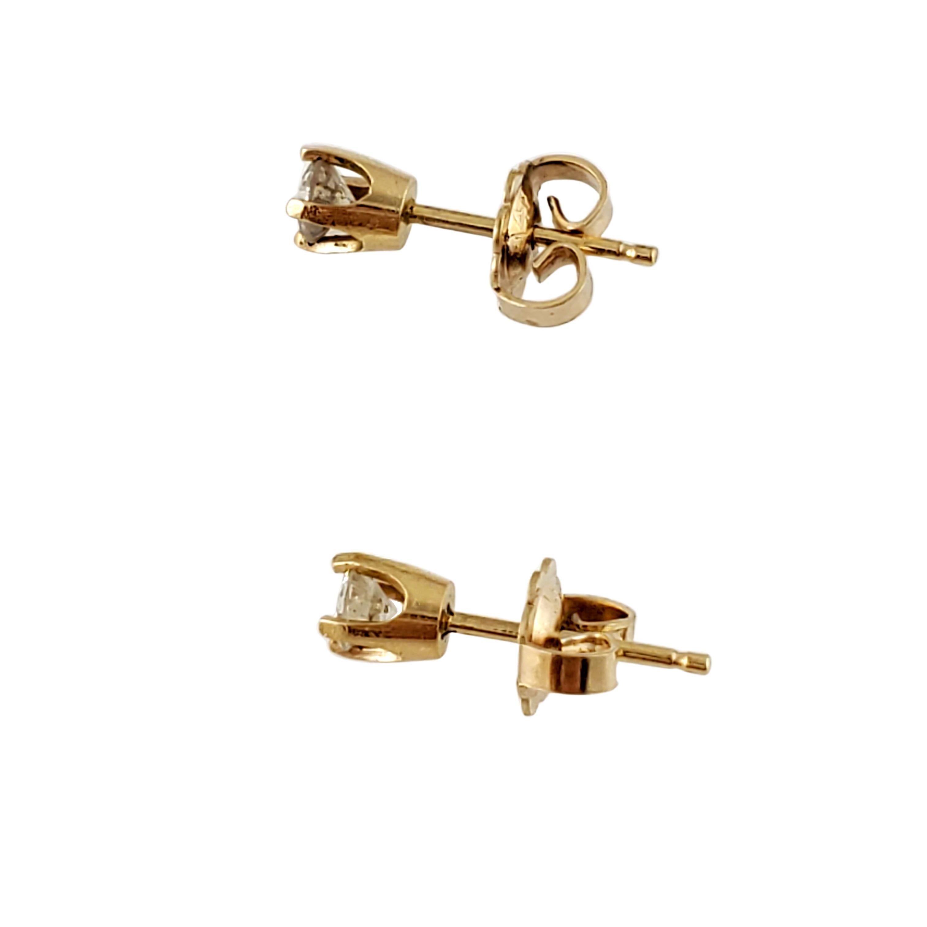 14 Karat Yellow Gold Diamond Stud Earrings .28 Carat In Good Condition In Washington Depot, CT
