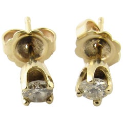 14 Karat Yellow Gold Diamond Stud Earrings .28 Carat