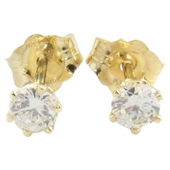 14 Karat Yellow Gold Diamond Stud Earrings .30 Carat