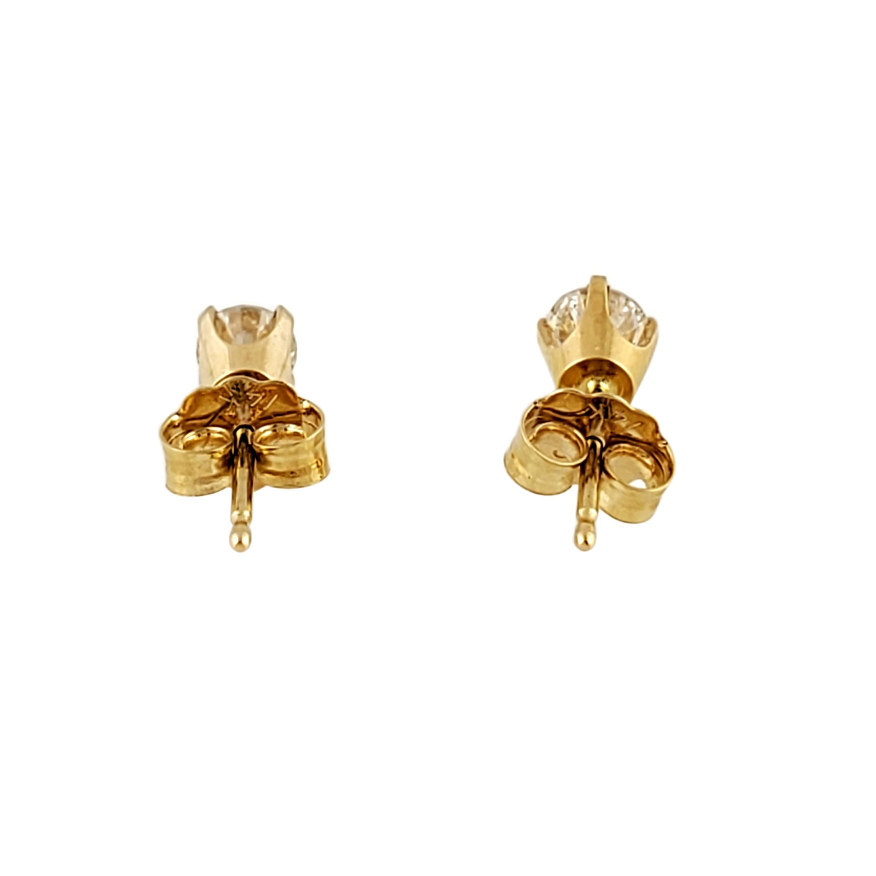 Round Cut 14 Karat Yellow Gold Diamond Stud Earrings .40 Carat