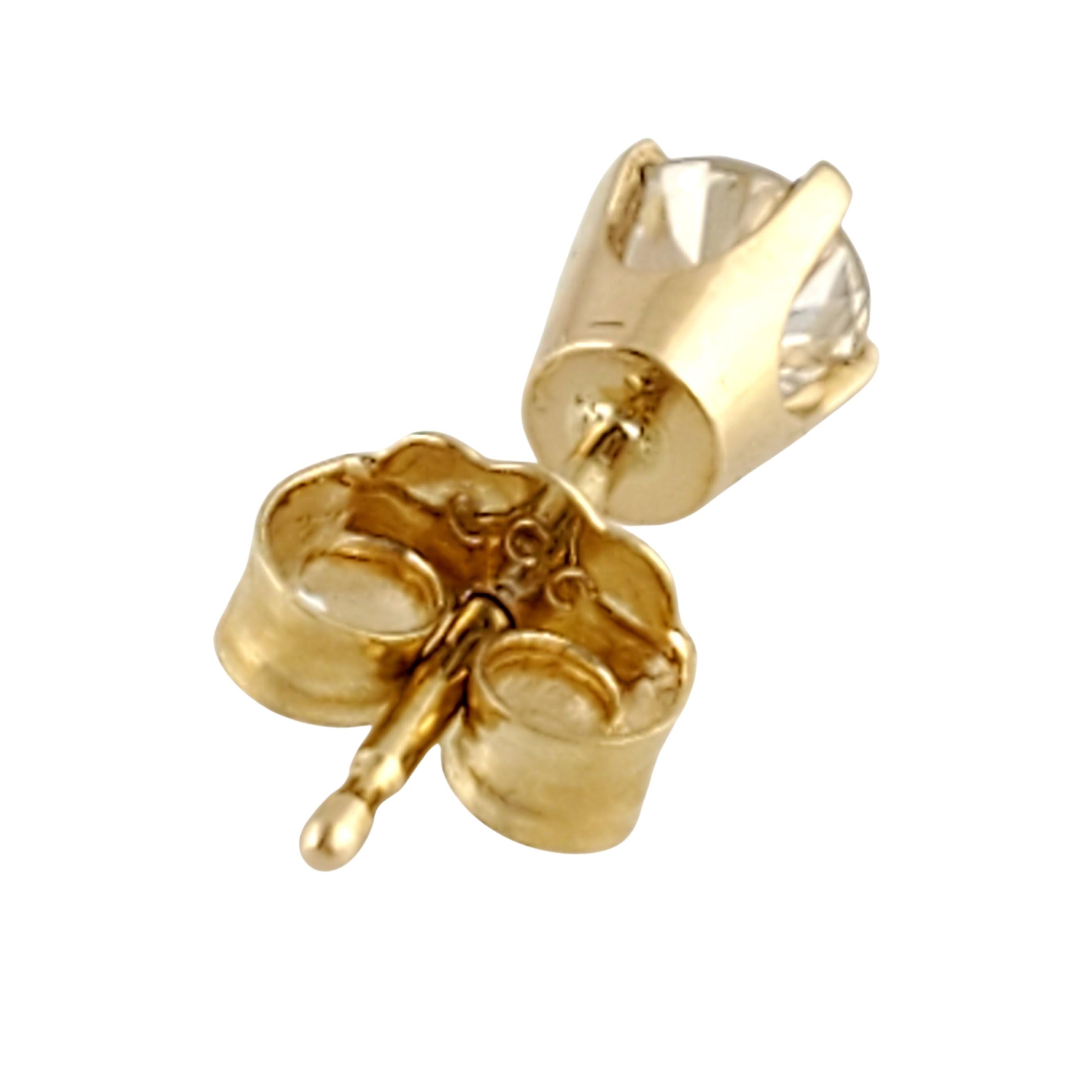14 Karat Yellow Gold Diamond Stud Earrings .40 Carat In Good Condition In Washington Depot, CT