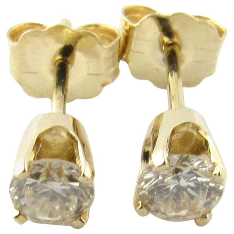 14 Karat Yellow Gold Diamond Stud Earrings .40 Carat