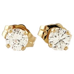 14 Karat Yellow Gold Diamond Stud Earrings .40 Ct. Twt