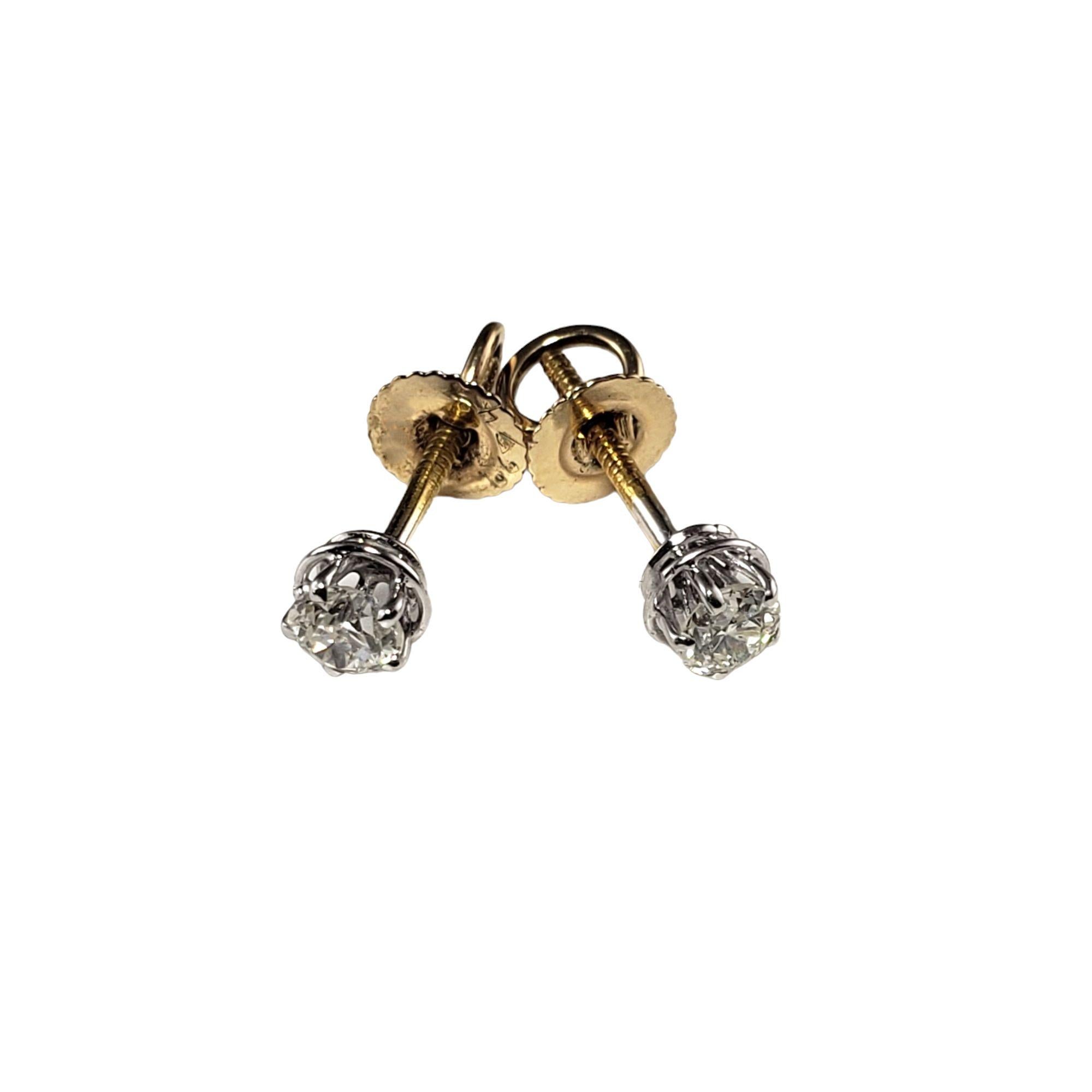 Old European Cut 14 Karat Yellow Gold Diamond Stud Earrings .40 TCW. #14873 For Sale
