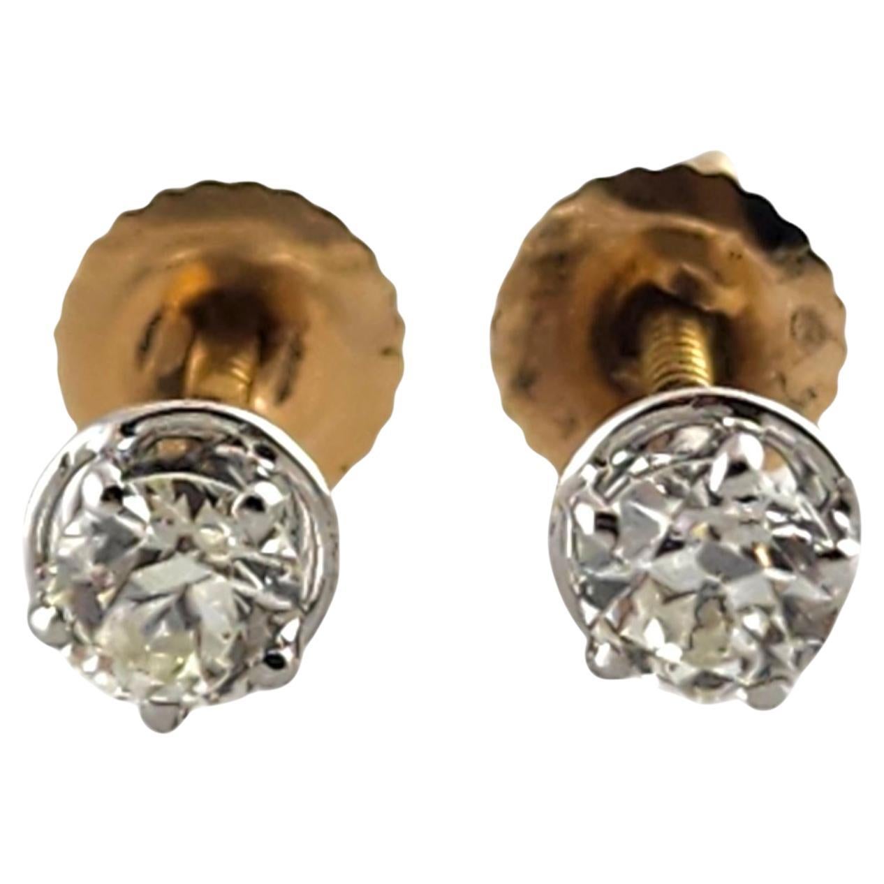 14 Karat Yellow Gold Diamond Stud Earrings .40 TCW. #19356 For Sale