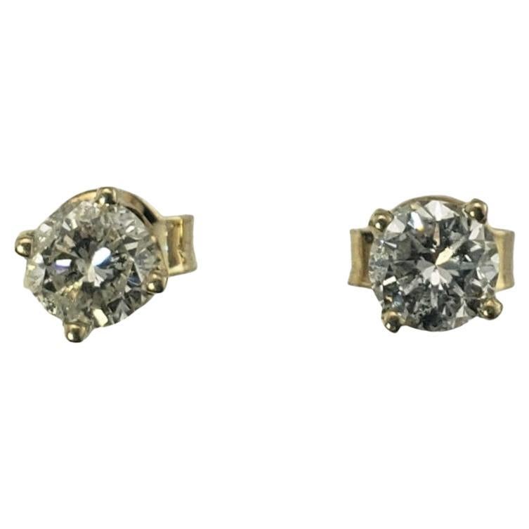 14 Karat Yellow Gold Diamond Stud Earrings .40 tcw. For Sale