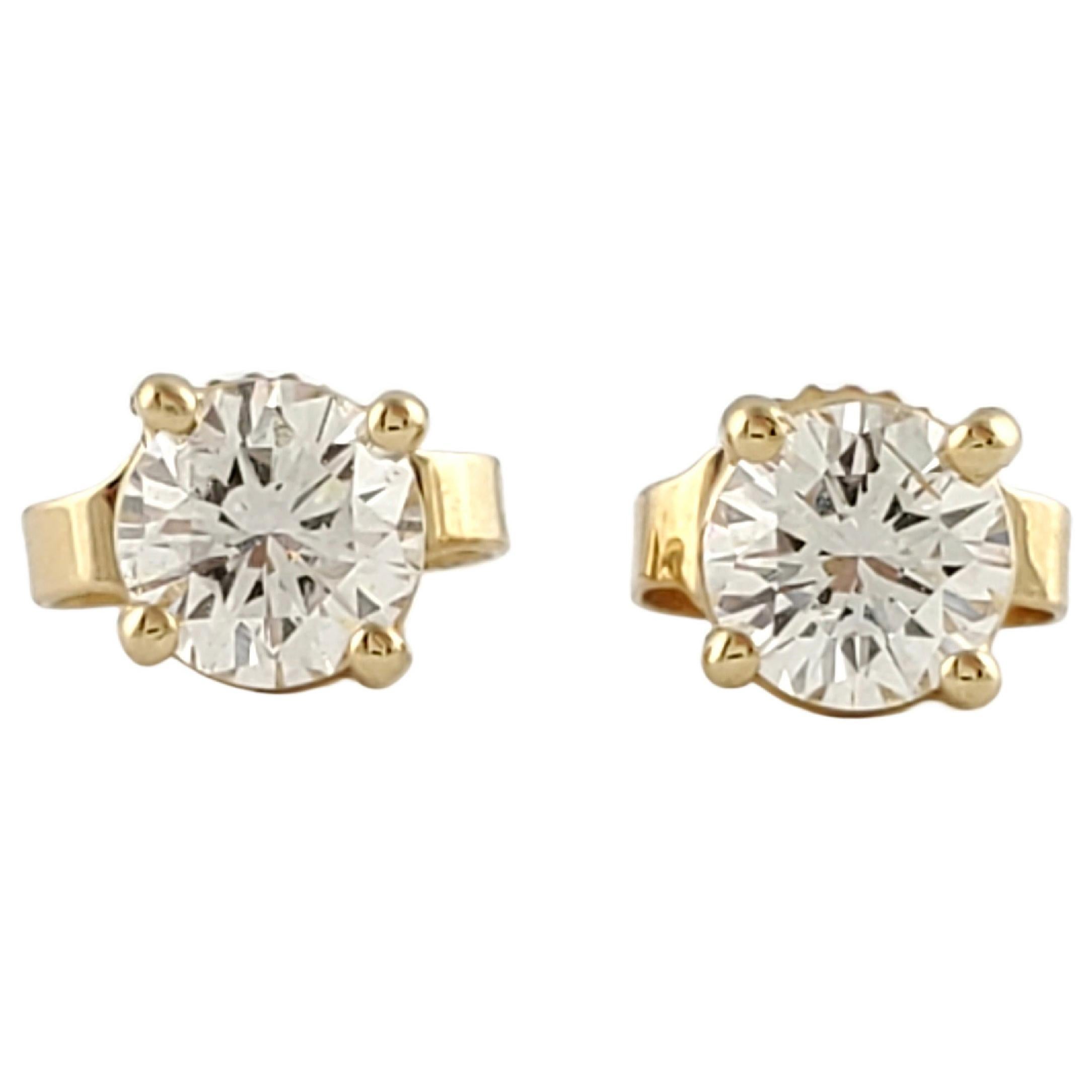 1/4 Carat Solitaire Diamond Stud Earrings 18K Yellow Gold Round