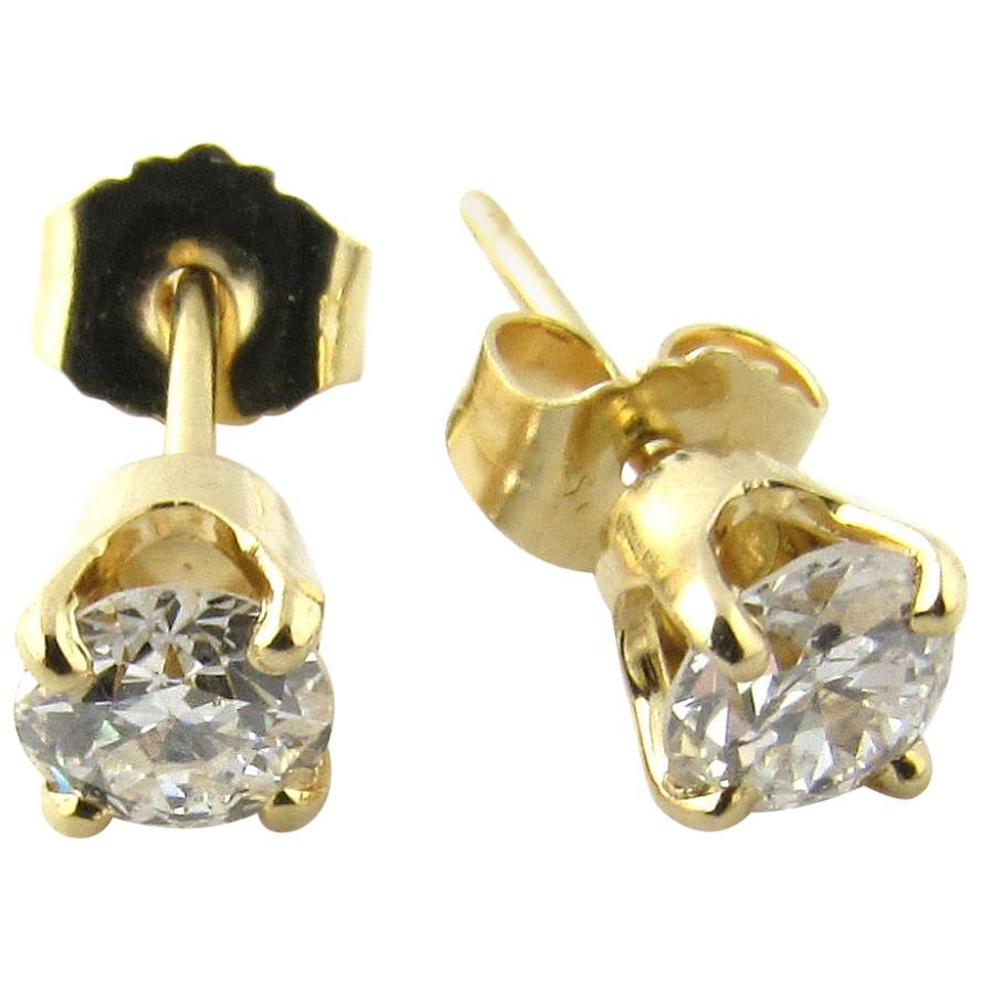 14 Karat Yellow Gold Diamond Stud Earrings .60 Carat