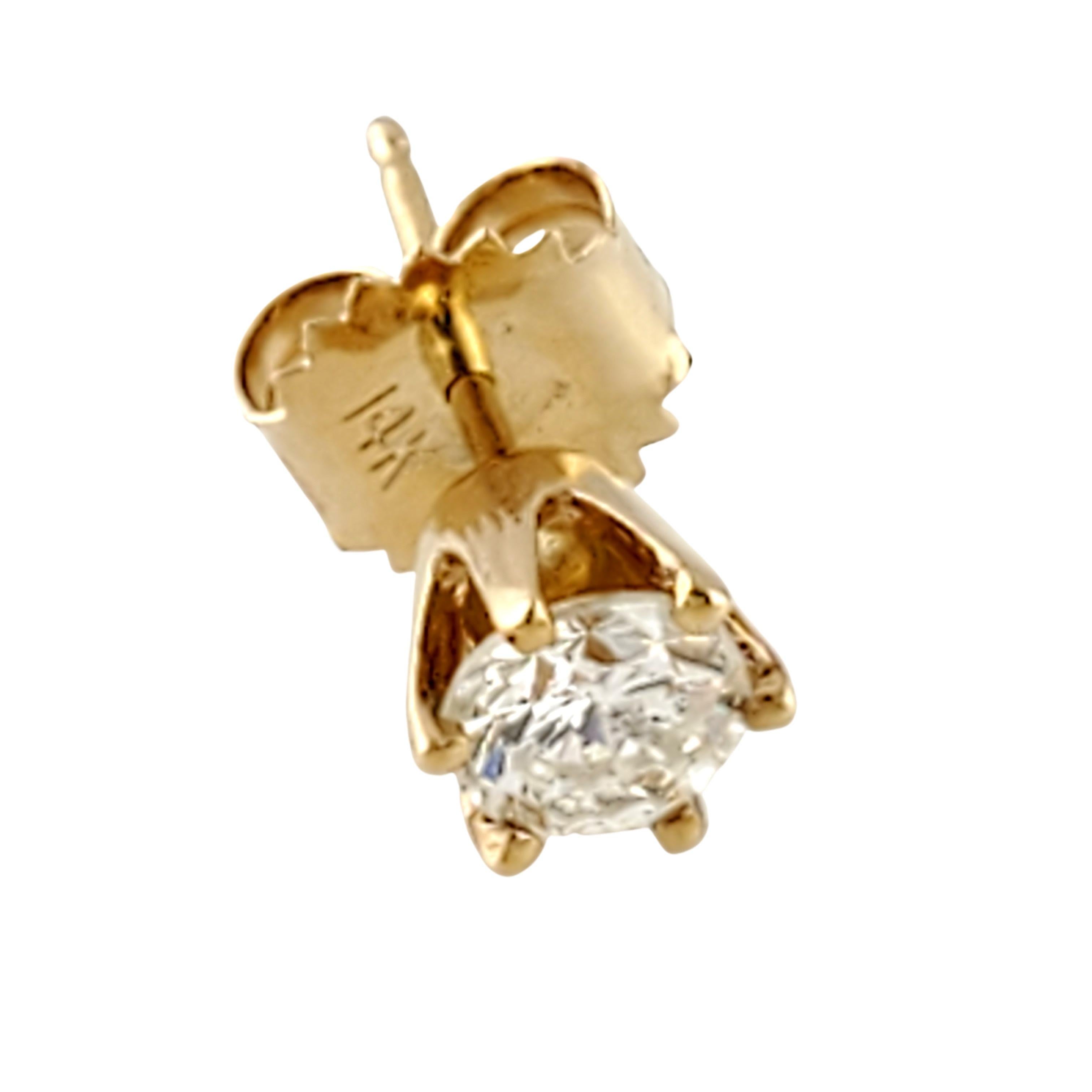 14 Karat Yellow Gold Diamond Stud Earrings .80 Carat In Excellent Condition In Washington Depot, CT