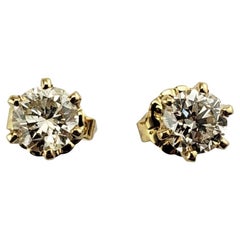 14 Karat Yellow Gold Diamond Stud Earrings .80 Ct. Twt