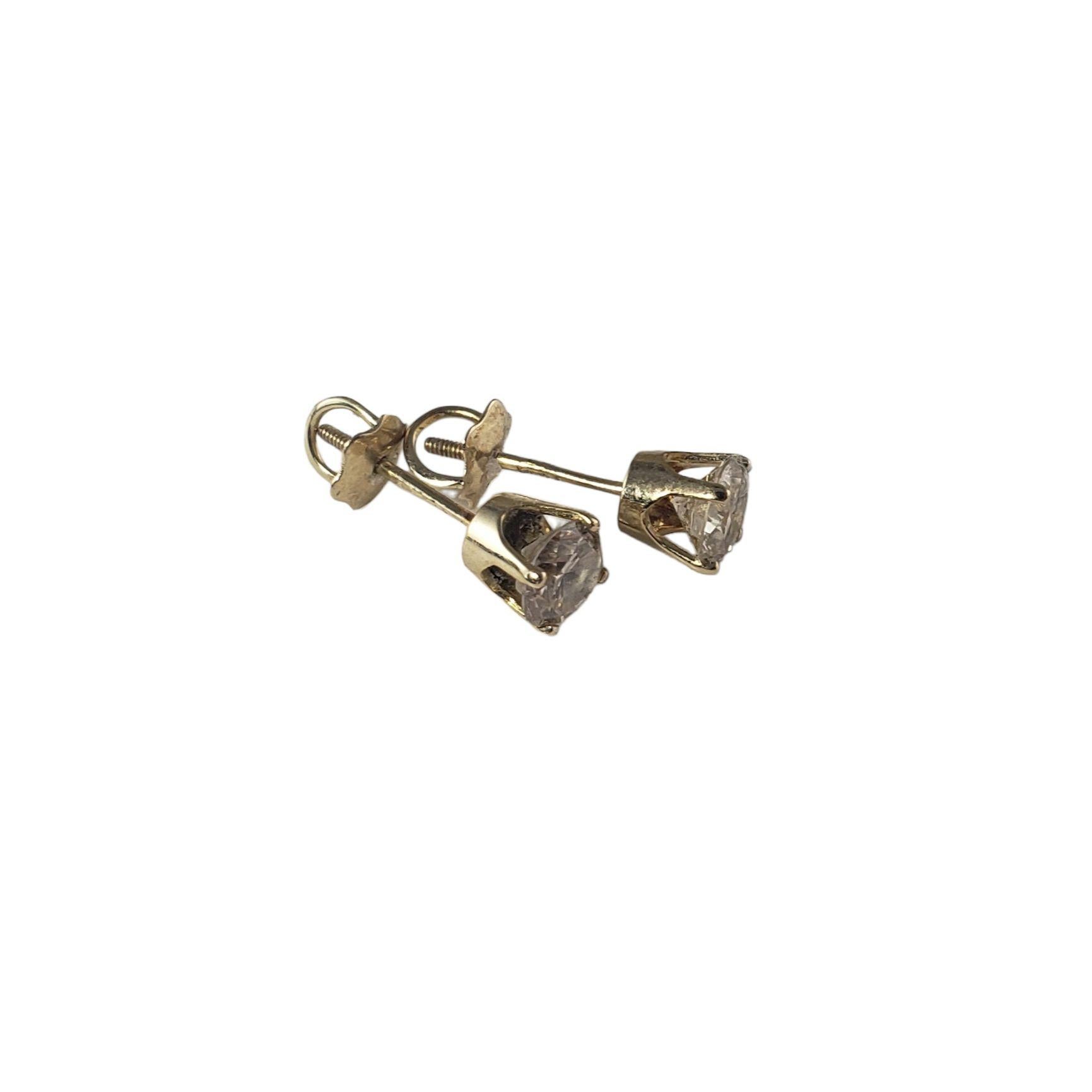 Brilliant Cut 14 Karat Yellow Gold Diamond Stud Earrings .82 TCW. #14840 For Sale