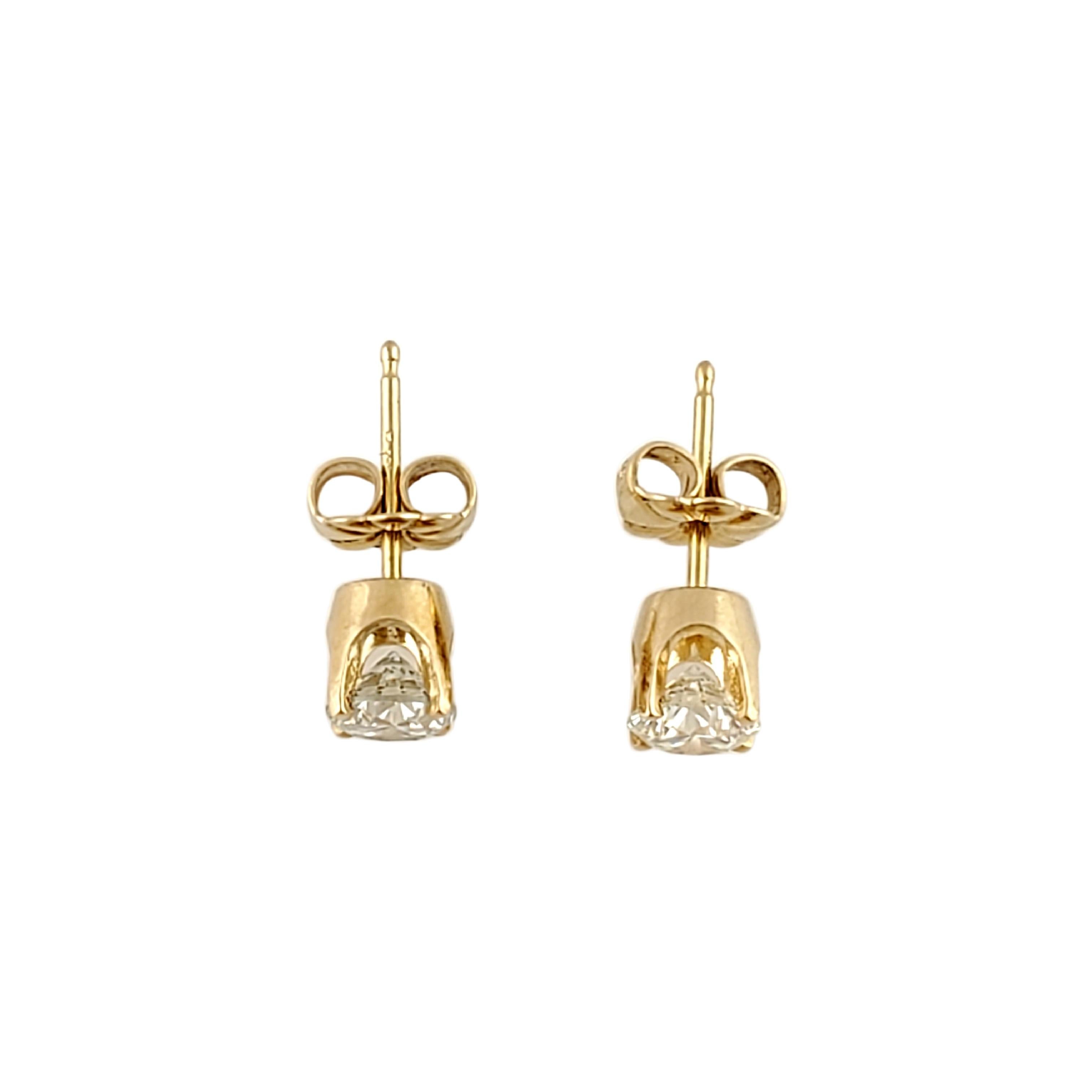 14 Karat Yellow Gold Diamond Stud Earrings .90 Carat In Excellent Condition In Washington Depot, CT