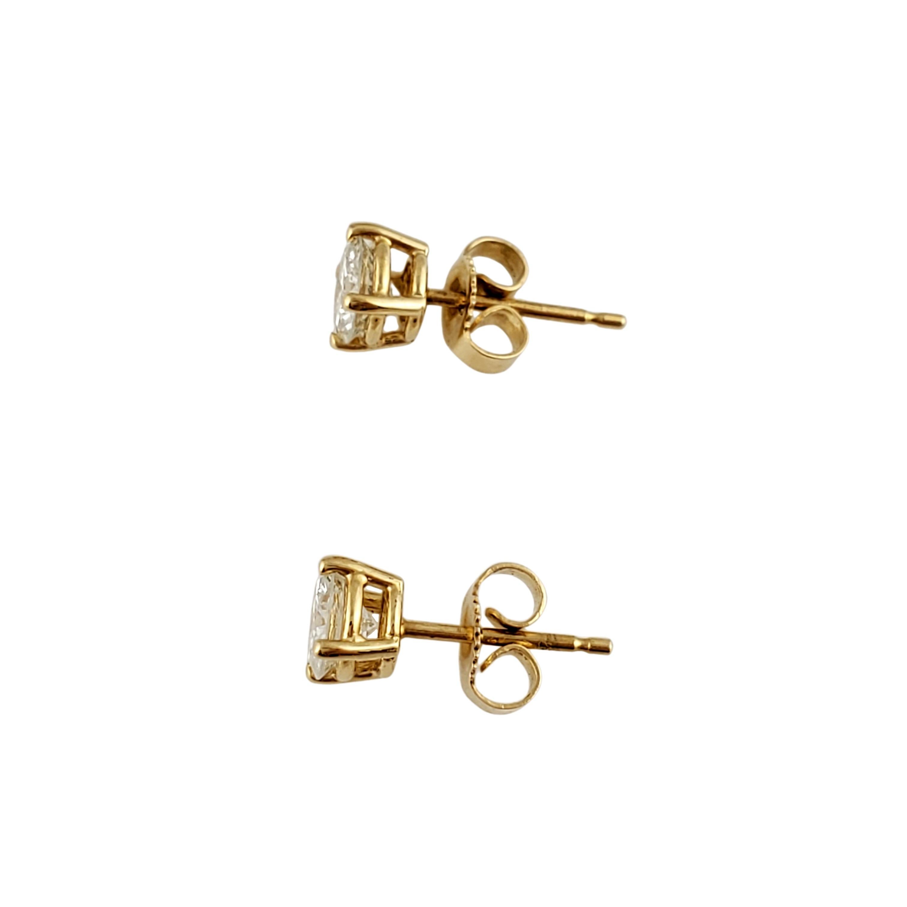 14 Karat Yellow Gold Diamond Stud Earrings .90 Carat In Good Condition In Washington Depot, CT