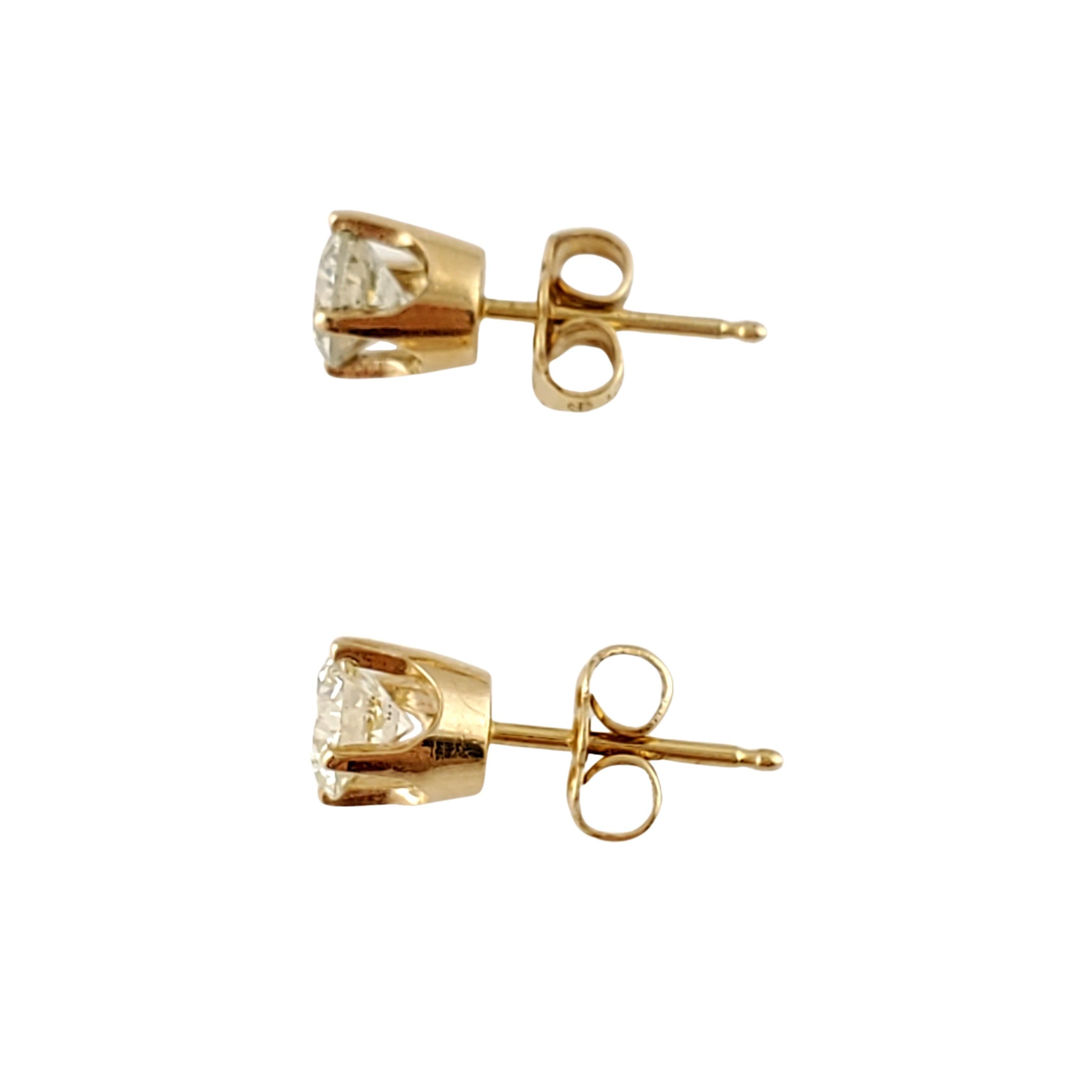 Women's 14 Karat Yellow Gold Diamond Stud Earrings .90 Carat