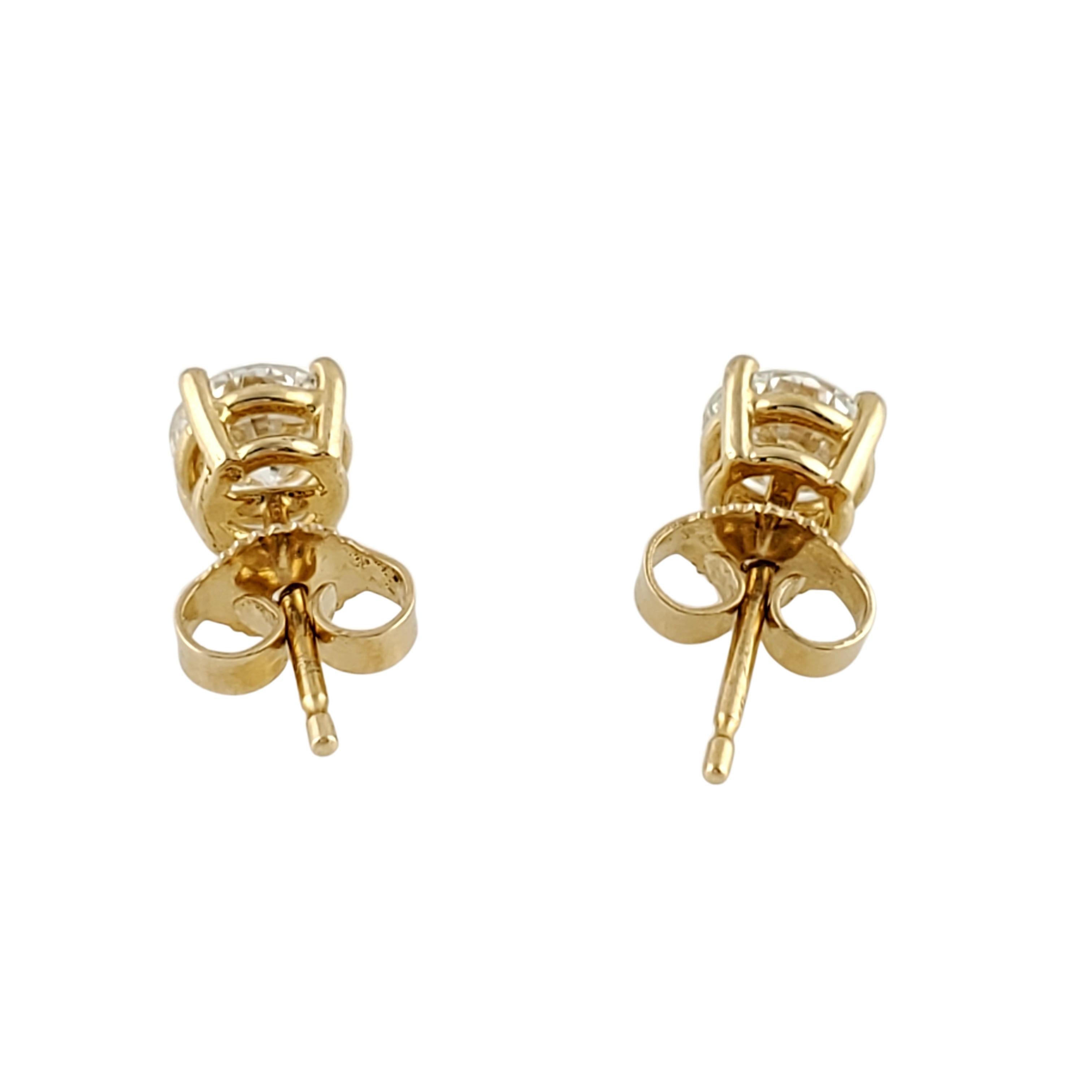 Women's 14 Karat Yellow Gold Diamond Stud Earrings .90 Carat